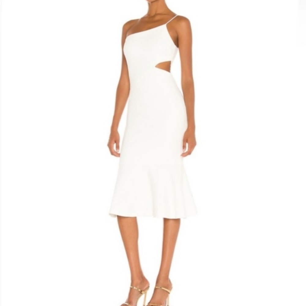 Likely Fina Midi Cocktail Dress - 4 - White Asymmetrical One-Shoulder